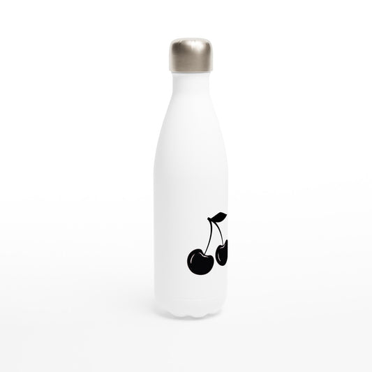 A stylish 17oz stainless steel double-wall insulated water bottle featuring a classic black cherry design. Maintains the temperature of either hot or cold drinks.