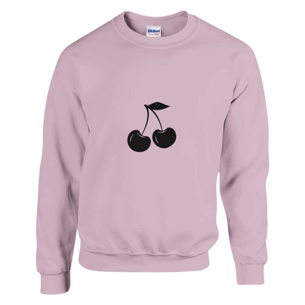 A fashionable sweatshirt showcasing a vibrant black cherry graphic, great for expressing your unique style effortlessly. Available in a range of colours.