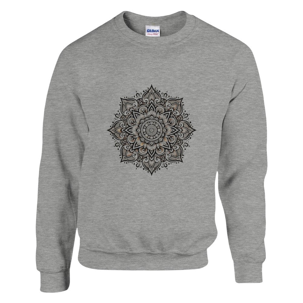 Sweatshirt featuring a striking black and white mandala design at the centre. Available in a range of colours.Available in a range of colours.