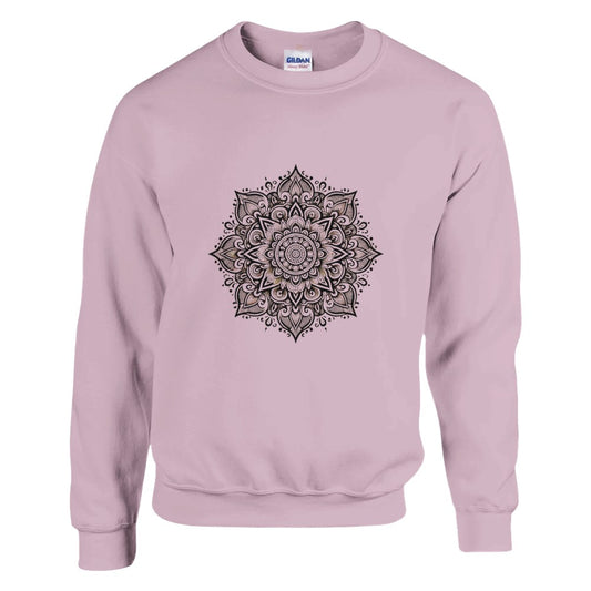 Sweatshirt featuring a striking black and white mandala design at the centre. Available in a range of colours.Available in a range of colours.