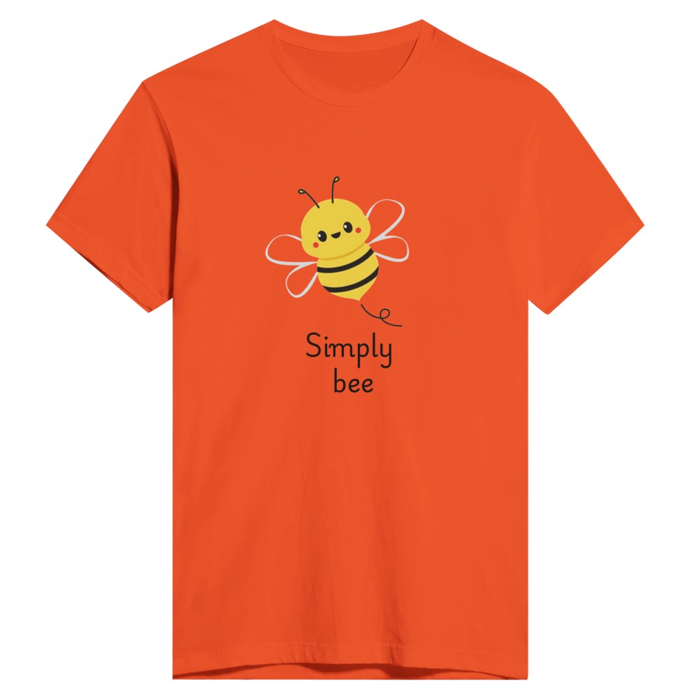 This men’s fitted t-shirt features a charming illustration of a cheerful bee, and the words ‘simply bee’ in a playful font. Available in a range of colours.